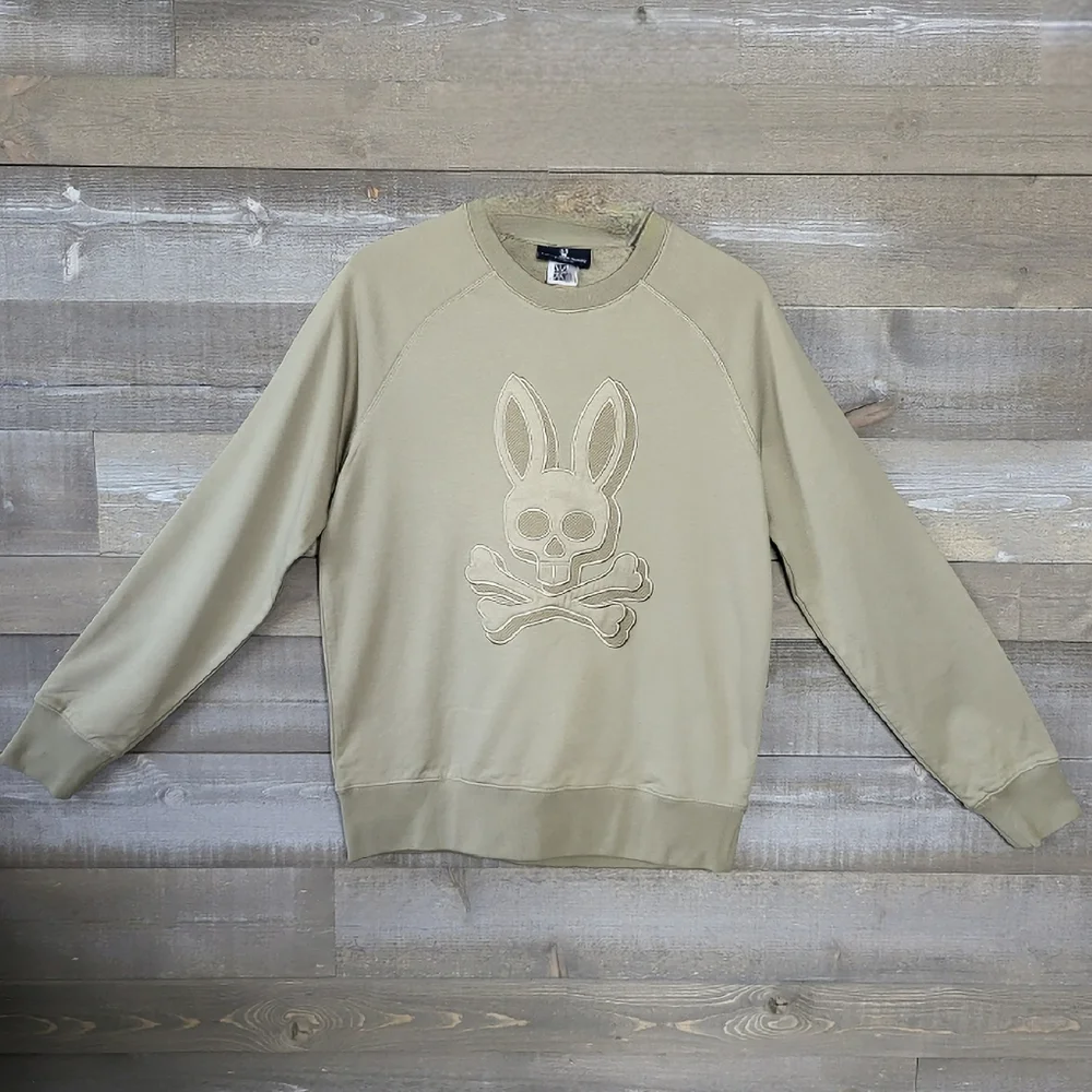 NWT Psycho Bunny Men's Cray Wet Sand Classic French Terry Crewneck Sweat…